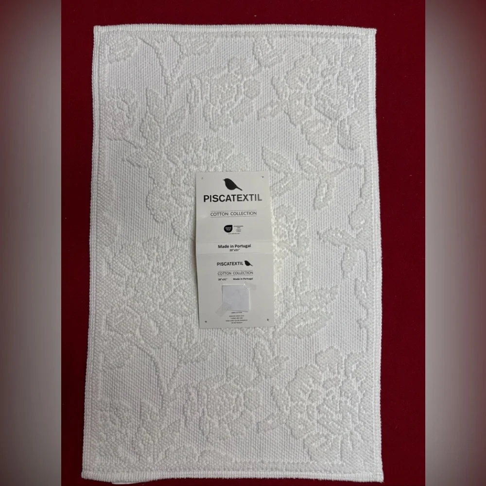 Piscatextile Bath Rug COTTON OEKO-TEX White 20 X31” Made In Portugal NWT
